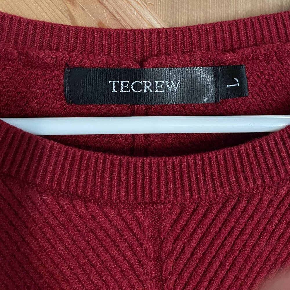 Tecrew Ribbed Deep Red Sweater, Size L, - Picture 4 of 5